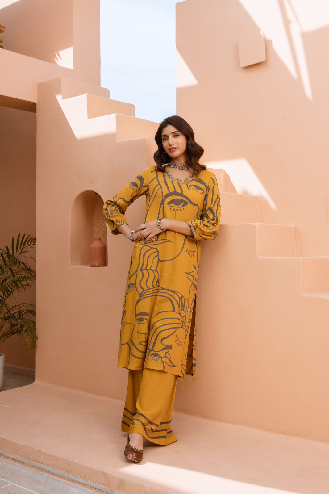 Mustard yellow palazo set