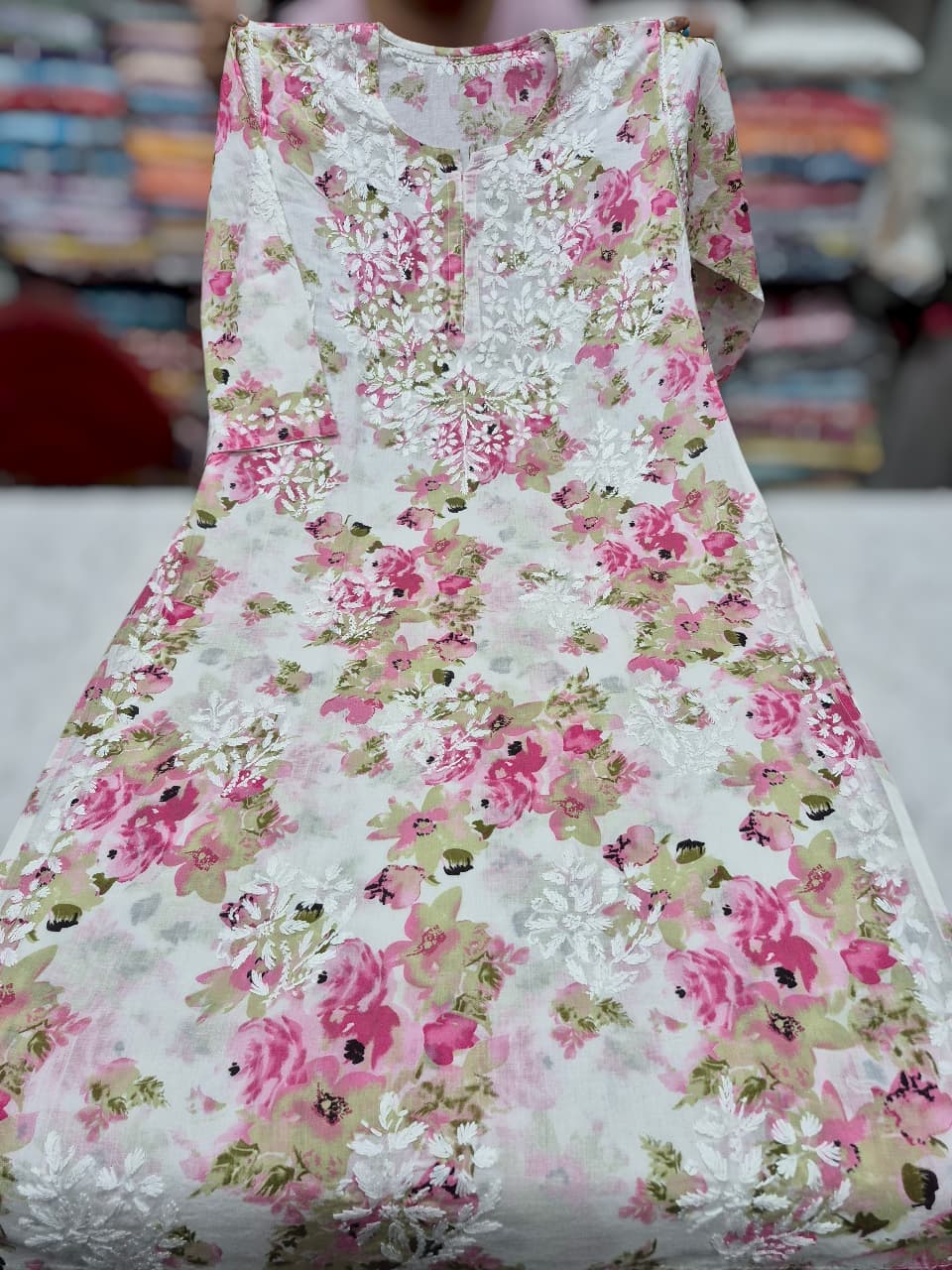 PINK FLORAL  KURTA